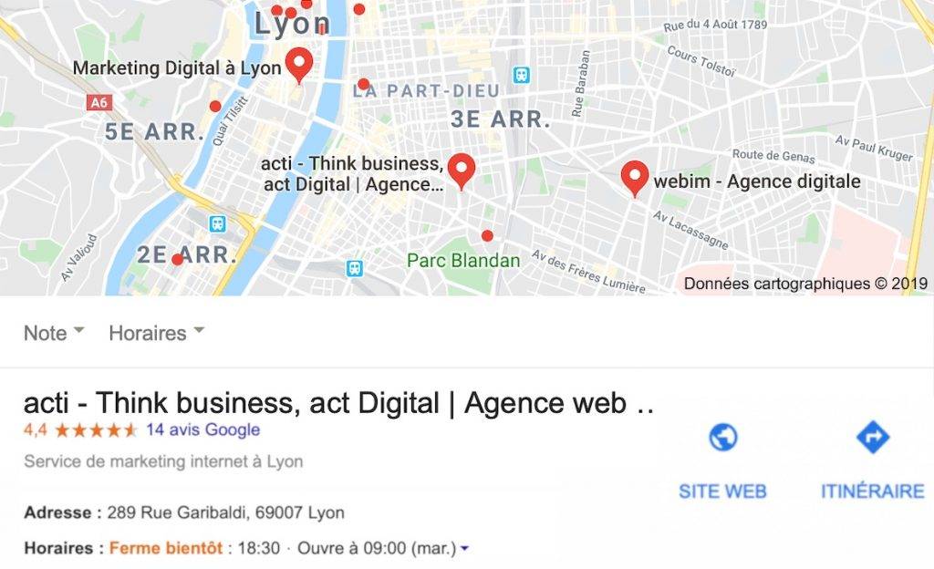 agence acti encart dans le local guide Google